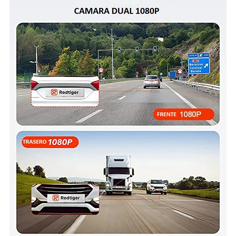 Espejo retrovisor con cámara frontal y trasera full HD 1080 para auto