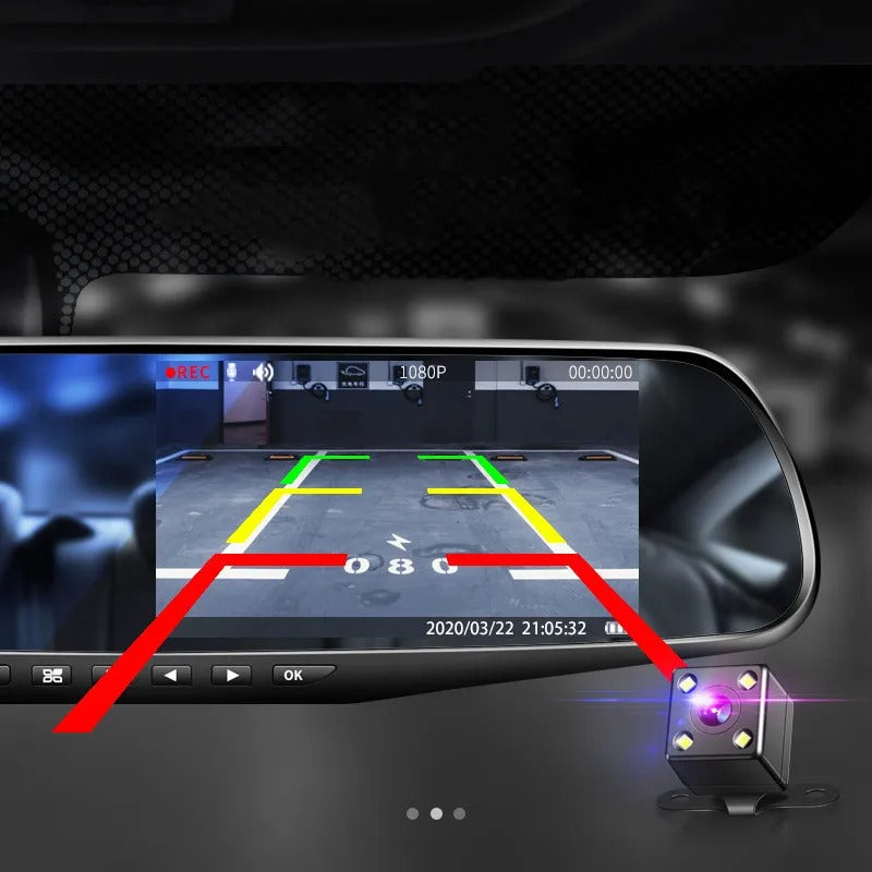 Espejo retrovisor con cámara frontal y trasera full HD 1080 para auto